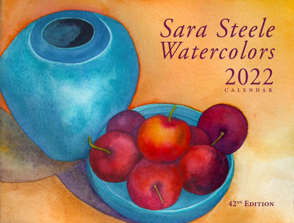 The cover of the 2022 Sara Steele Calendar features a still life of plums